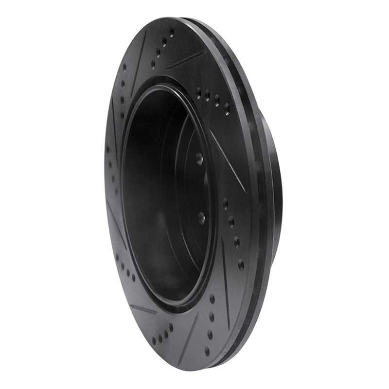 Subaru Impreza Brake Rotor (1) - Rear Right - R1 Concepts - Drilled & Slotted - Black - `03-`04